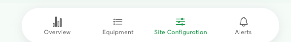 Site Configuration tab in the bottom navigation bar
