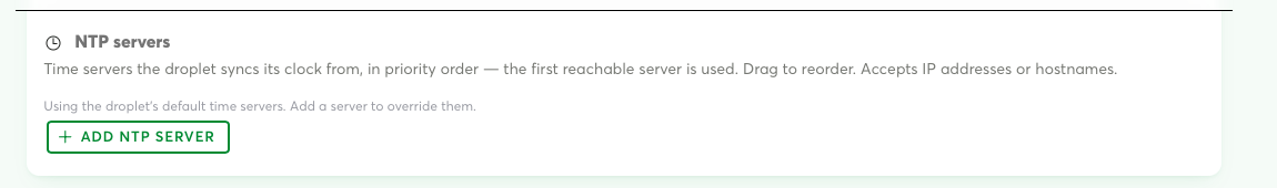 NTP servers panel
